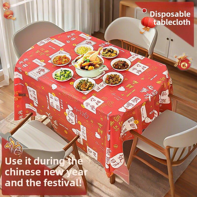 ZISIZ 2025 Neujahr Rote Einweg-Tischdecke