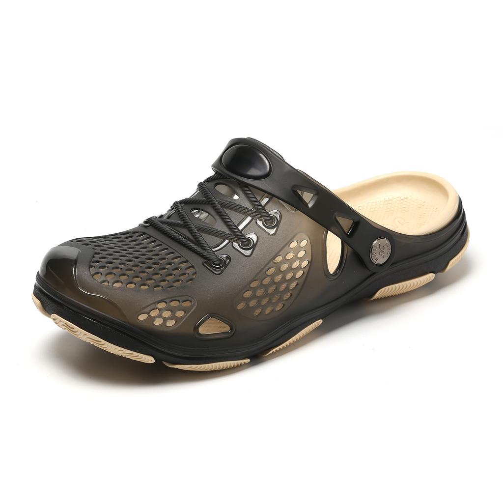 Men's Cross-Border Summer Soft Sole Sandals: Versatile Beach Shoes, Two-Wear Hole Slippers for Teens and Students, Size 11.