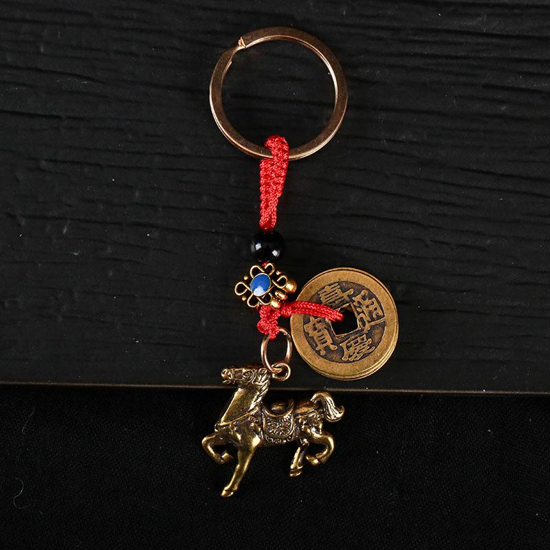 

2026 год Лошади по китайскому зодиаку Счастливый кулон-брелок Медный Фэн-шуй Богатство Брелок Женский Мужской Шарм для сумки Ювелирное украшение Подарок