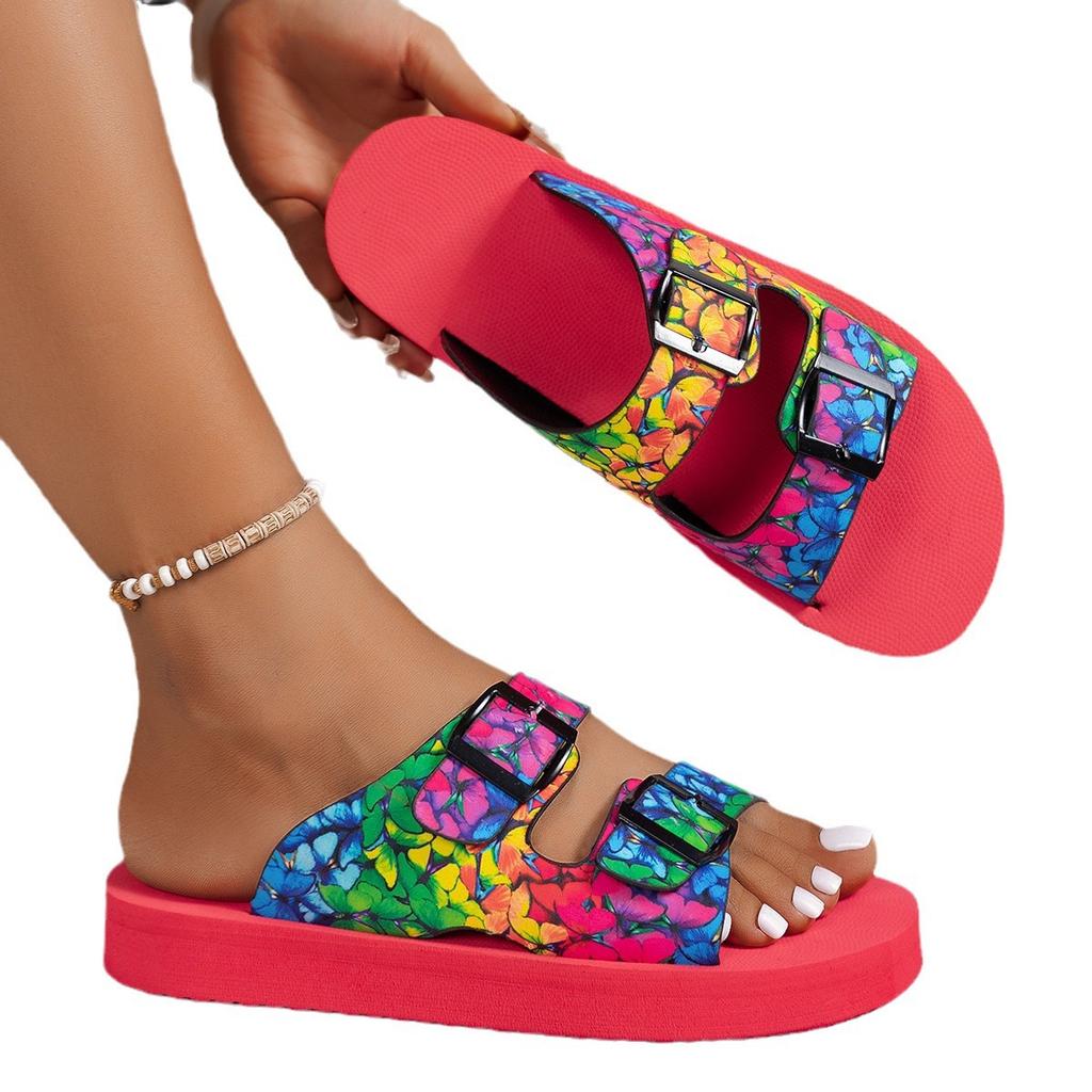 Beach Sandals for Women Fashion Thick Sole Slippers Summer Slip on Classic Open Toe Flat Sandals Plus Size 43 Sandalia Feminina