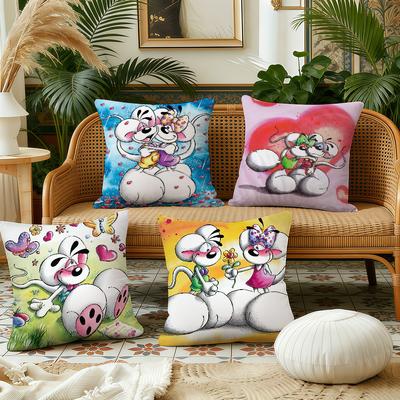 Federa Cuscino Cartone Animato Topo DDiddl Tessuto Peluche Morbido Stampa Double Face Federe Cuscino Divano Copricuscini