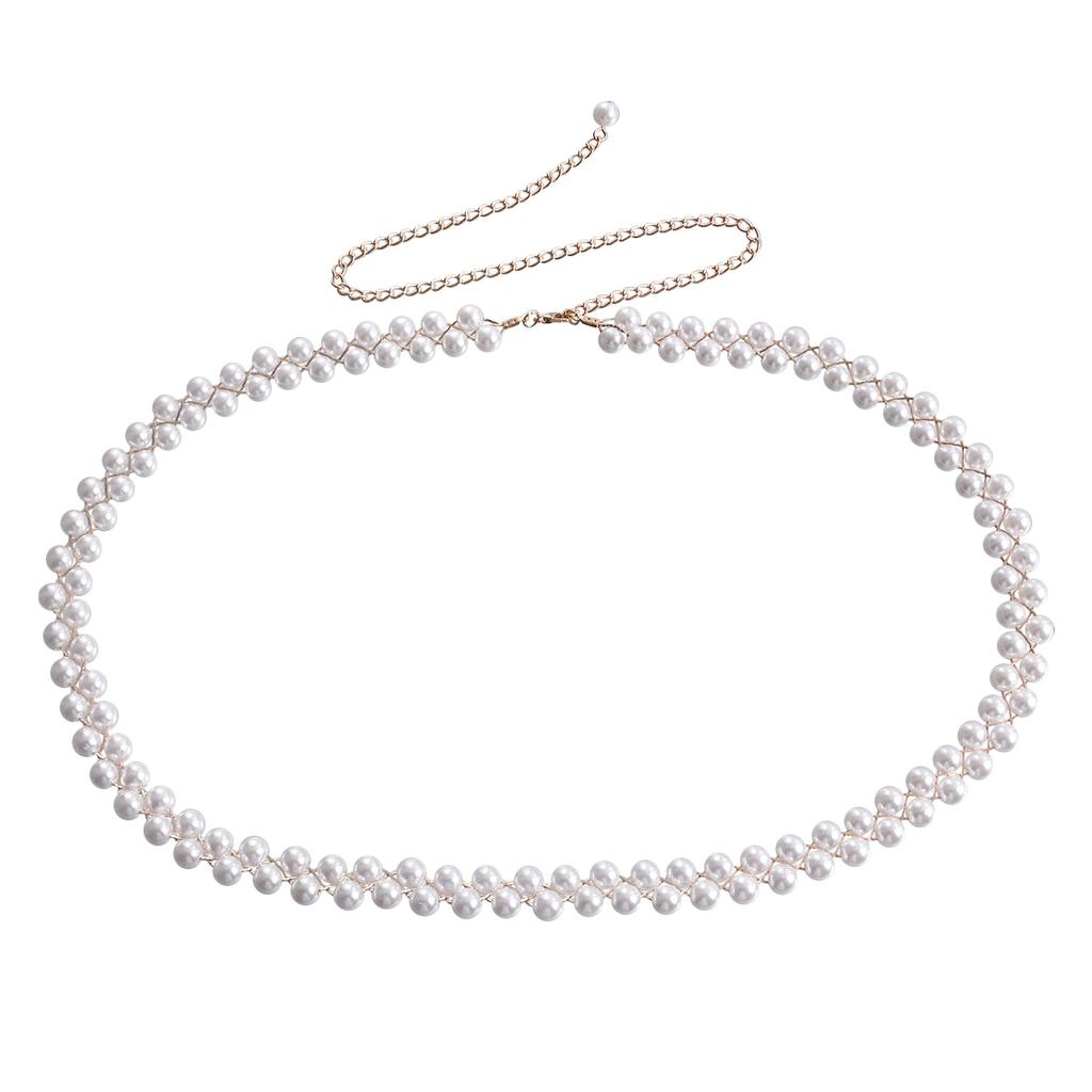 European and American Trendy Hot Girls Imitation Pearl Waist Chain, High Sense, Sexy Nightclub Style Bikini Single-layer Body Chain