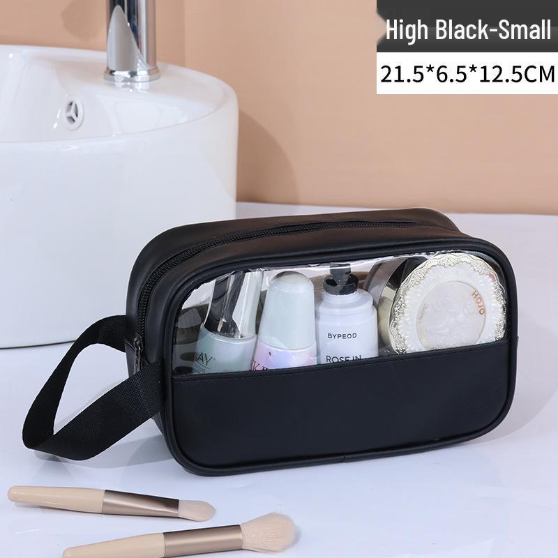 Patchwork Transparent PU Waterproof Toiletry Bag - Large Capacity & Travel-Friendly.