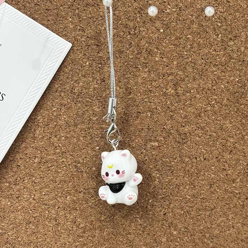 New Cartoon Kitten Mobile Phone Chain  Cute Resin Keychain  Girl Student Bag Pendant  Couple and Best Friend Gift