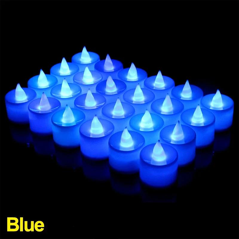 12-1Pcs Colorful LED Candles Battery Operated Flameless Tealight Fake Candles Lamp Wedding Birthday Party Home Decoration Lights