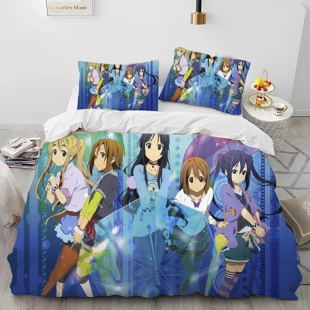 K-ON Kawaii Girls Anime Bedding Set Boys Girls Twin Queen King Size Duvet Cover Pillowcase Bed Boys Adult Home Textileextile