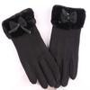Plush Women Anti-cold Gloves Bow Windproof Finger Mittens For Gift Thickened Suede Gloves  Winter