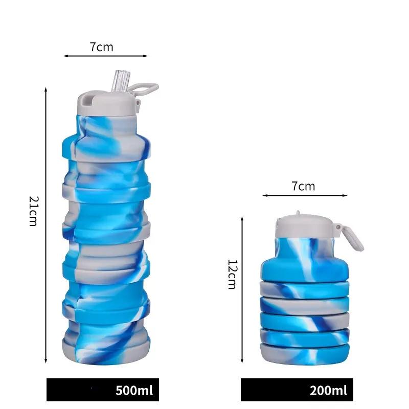 Collapsible Water Bottle, Reuseable BPA Free Silicone Foldable Bottles Portable Hiking Cup for Outdoor Mountaineering Tours