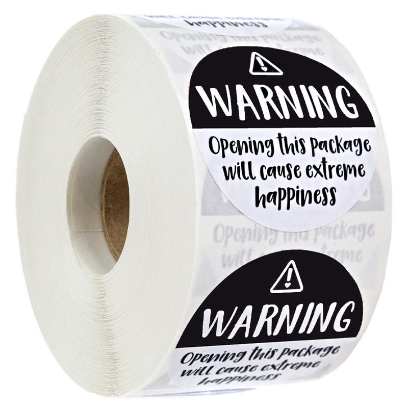 3.8cm Black and White "Warning" Adhesive Labels for Gift Decoration and Business Sealing