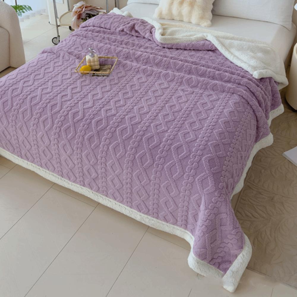 Jacquard Design Coral Velvet Blanket Thicked Office Nap Blanket Rhombus Flannel Blanket  Home