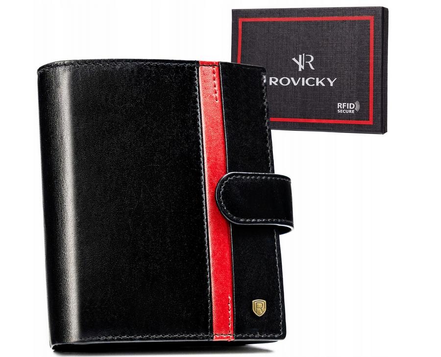 Large Leather Men's Wallet with Snap Closure - Rovicky