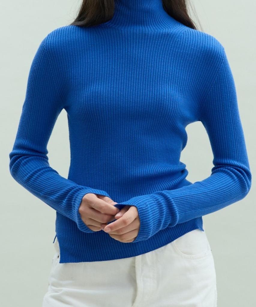 Dito Wholegarment 100 Wool Italian Yarn Turtleneck [Blue]