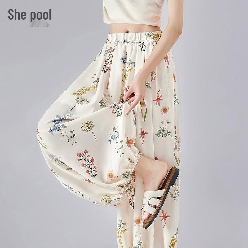 

Women s Elastic Waist Printed Cropped Lantern Pants S