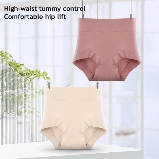 Damen Hohe Taille Baumwolle Unterwäsche Bauchkontrolle Einfarbig Stretch Atmungsaktiv Damen Damen Slips Unterhosen