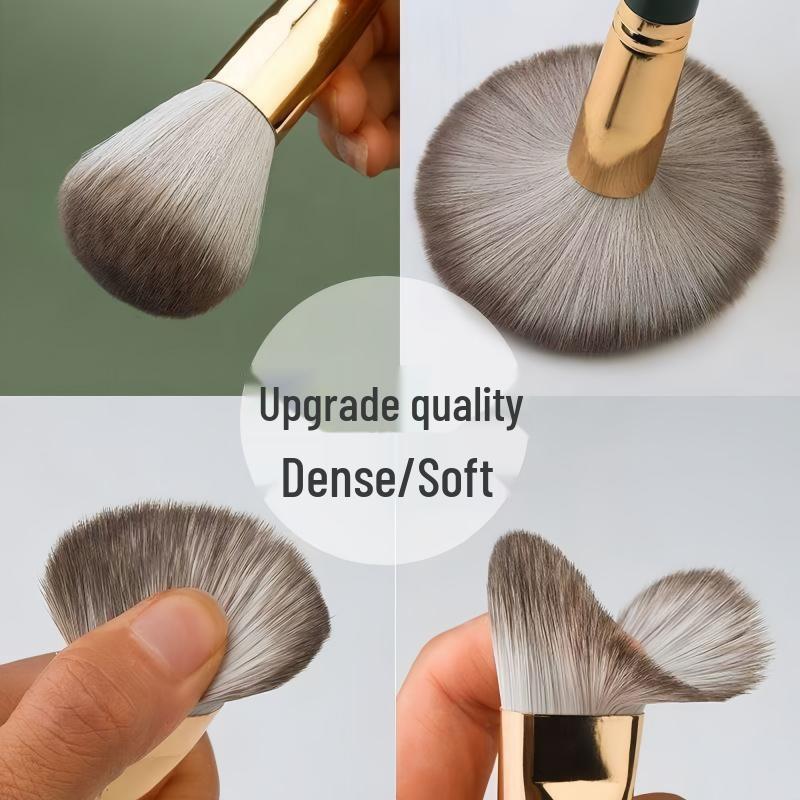 Green Cloud 14-Piece Makeup Brush Set: Soft Eyeshadow, Powder, and Blush Brushes with Portable Storage