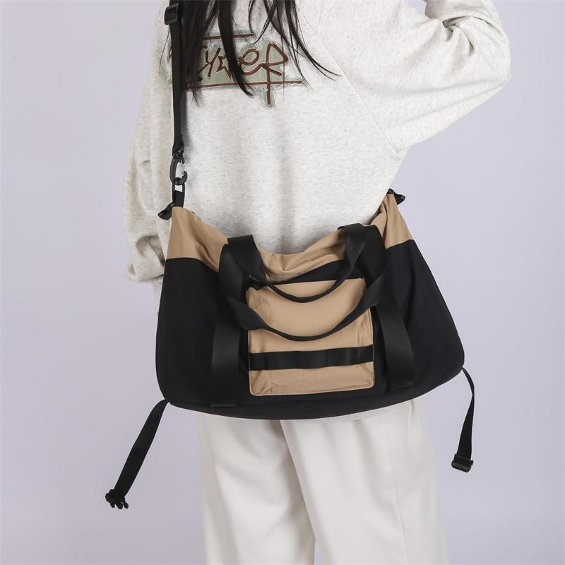 Color Block Fitness Bag Short-Distance Travel Bag Lightweight Storage Sports Bag