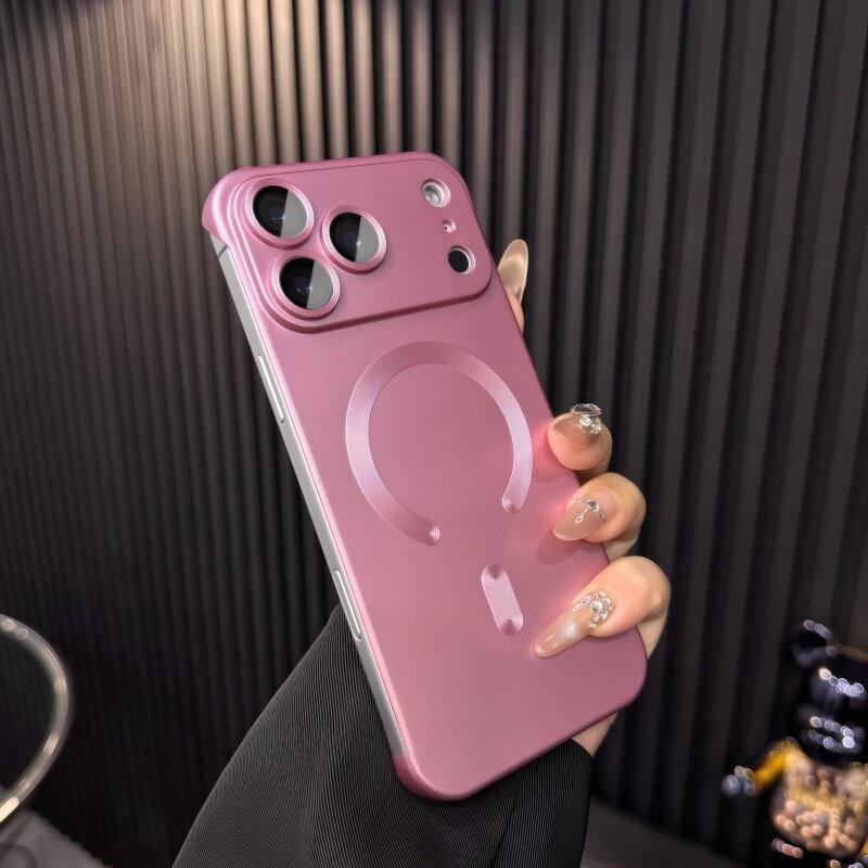Thin Metallic Paint PC For  Magnetic Case For For Iphone 17 Air 16 1 14 13 Pro Max Plus Lens Protect Frameless Cooling Cover