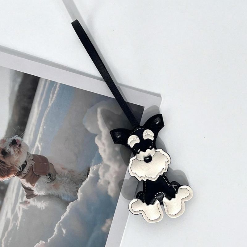 Multipurpose Schnauzer Dog Keychain Fashion Accessory for Pet Lovers and Stylish Individuals In Sturdy PU Leather