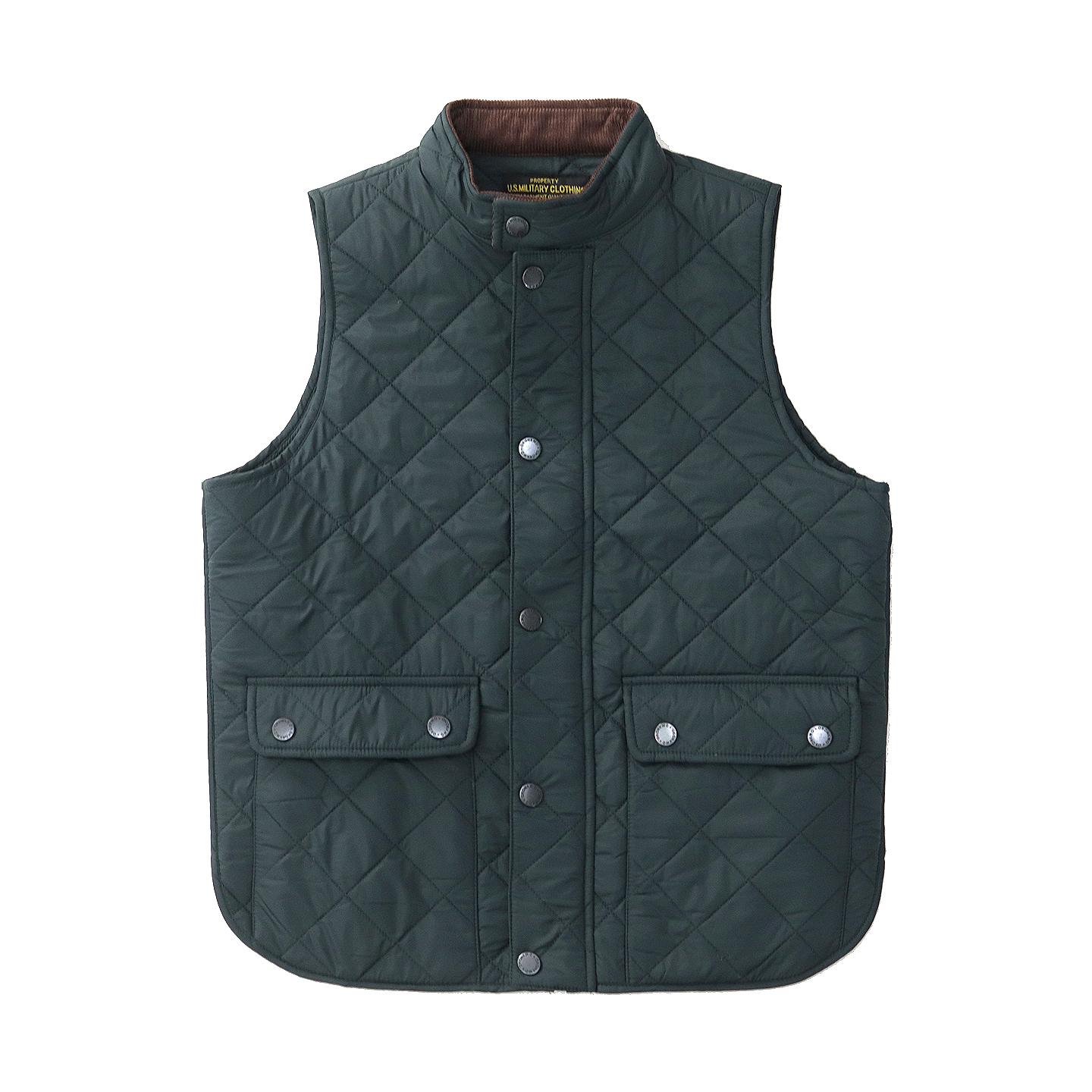 

Replica quilted cotton vest for men American retro casual solid color stand collar diamond pure cotton work vest jacket L темно-зелений колір
