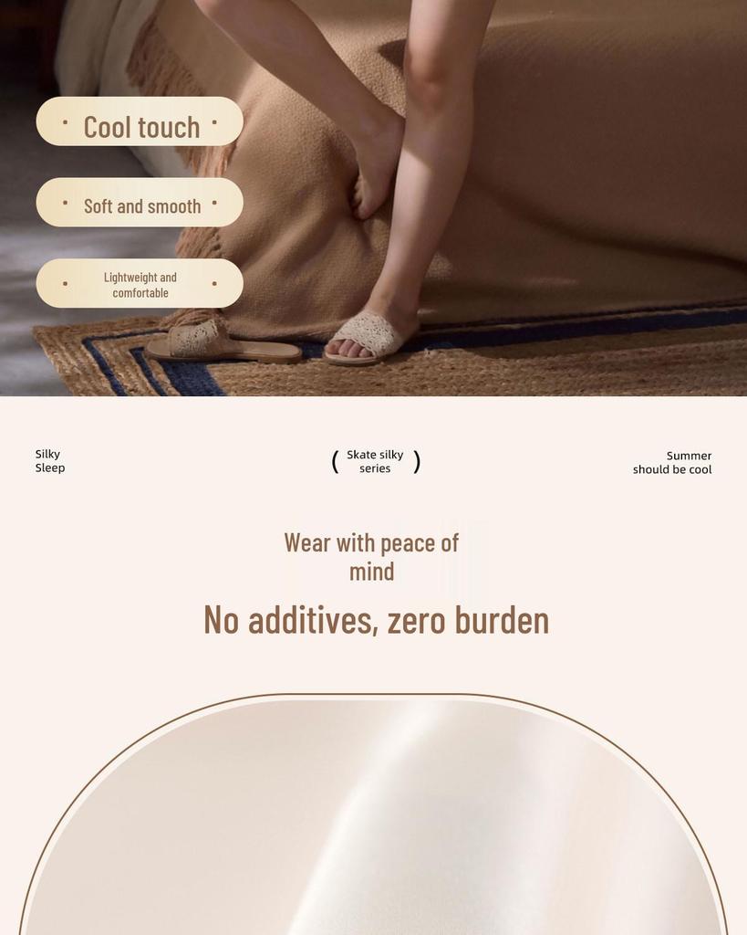 Women's Ice Silk Pajama Set, Short Sleeve Cat Design, Indoor/Outdoor Wear