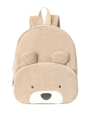 [Maeau] Mochila Leve para a Escola, Perfeita para o Dia das Crianças, Grande Capacidade, Cabe em Papel A4 e Inclui Armazenamento para Bolas, Cáqui (Urso)