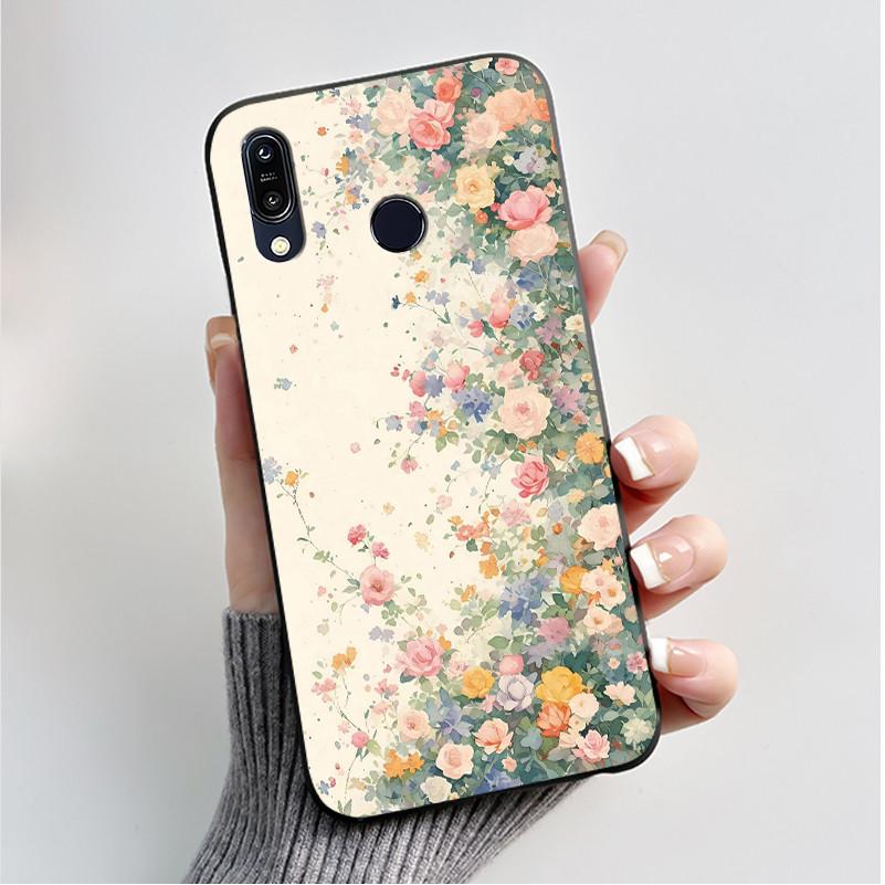 For Asus Zenfone Max (M1) ZB555KL Max Pro (M1) ZB601KL ZB602K Case Soft Silicone Black Cover Cute Flower Cartoon Phone Casing
