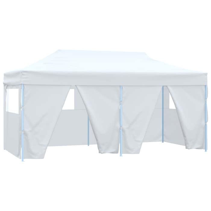 Tente de réception - vidaXL - 3x6 m - Acier blanc - Résistante aux UV - Pliable avec 4 parois