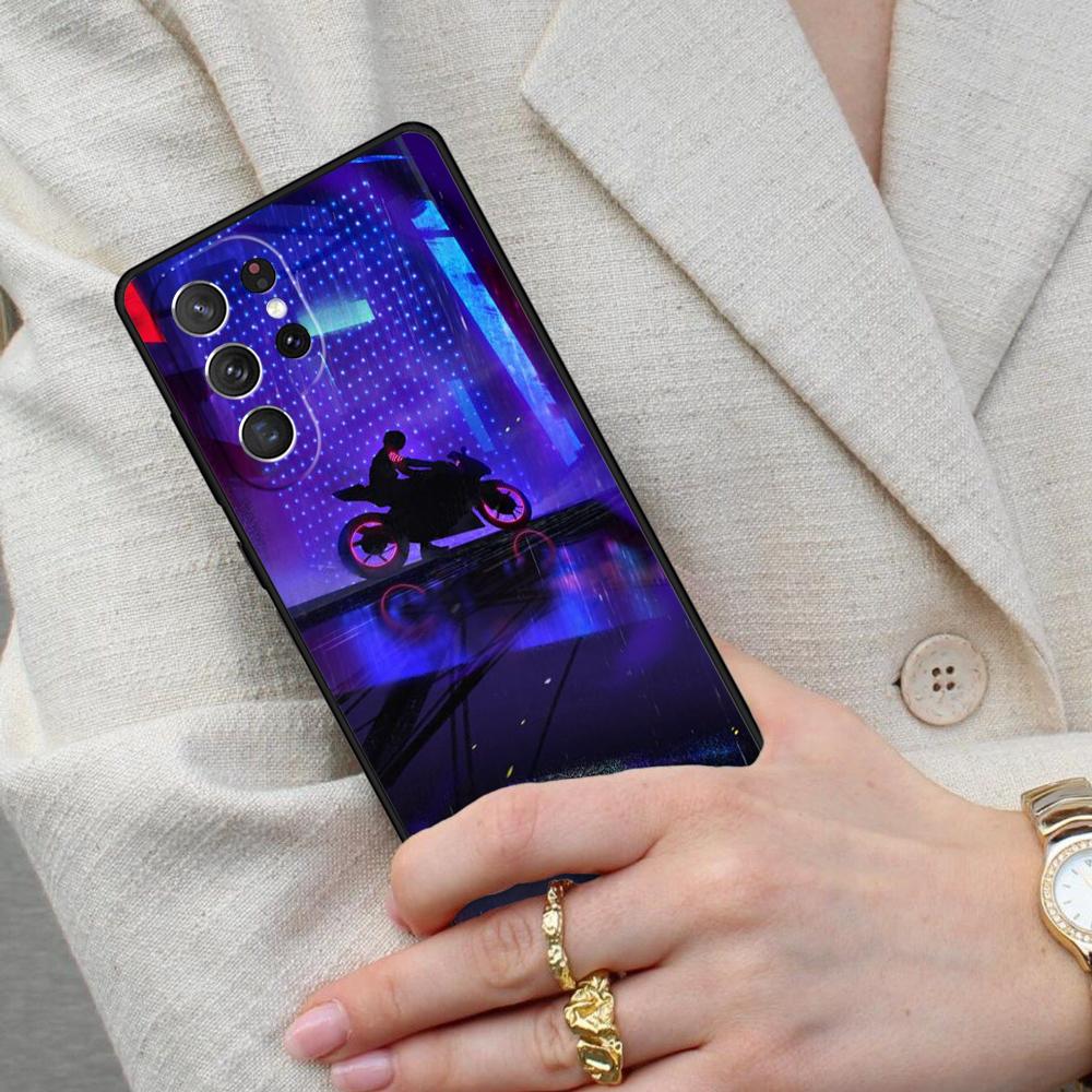 Neon Motorcycle Biker Cell Phone Case for Samsung Galaxy S26 Ultra S25 S24 S23 S22 S21 S20 Note10 Cover