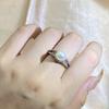 Stamp Vintage Elegant Freshwater Pearl Ring Ladies Wedding Proposal Jewelry Luxury White Zircon Jewelry Gift