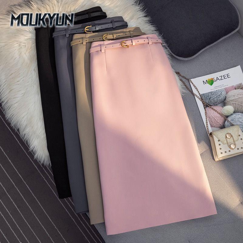 MOUKYUN Women's High Waist Package Hip OL Office Skirt