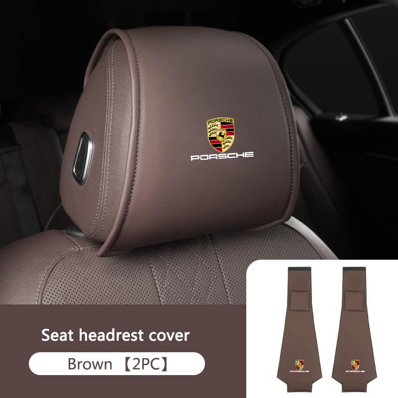 2pcs/Set Car Interior Seat Headrest Cover Protection Pad For Porsche 911 718 Taycan Panamera Cayenne Macan Boxster 918 Accessory