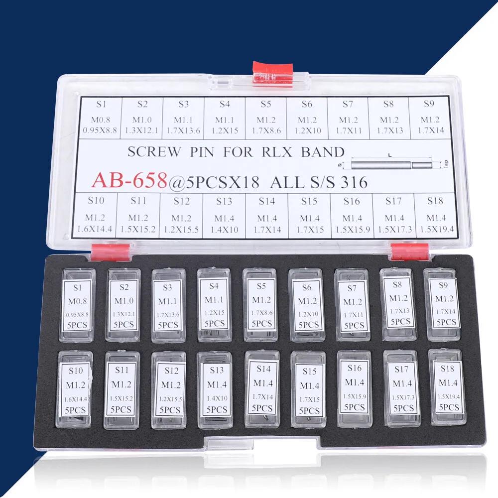 

Screw Pins Links for Watch Bands Accessory Size Kit, 90 Screw Pin Link 316 Stainless Steel, Repair Quick Release Spring Bars United States