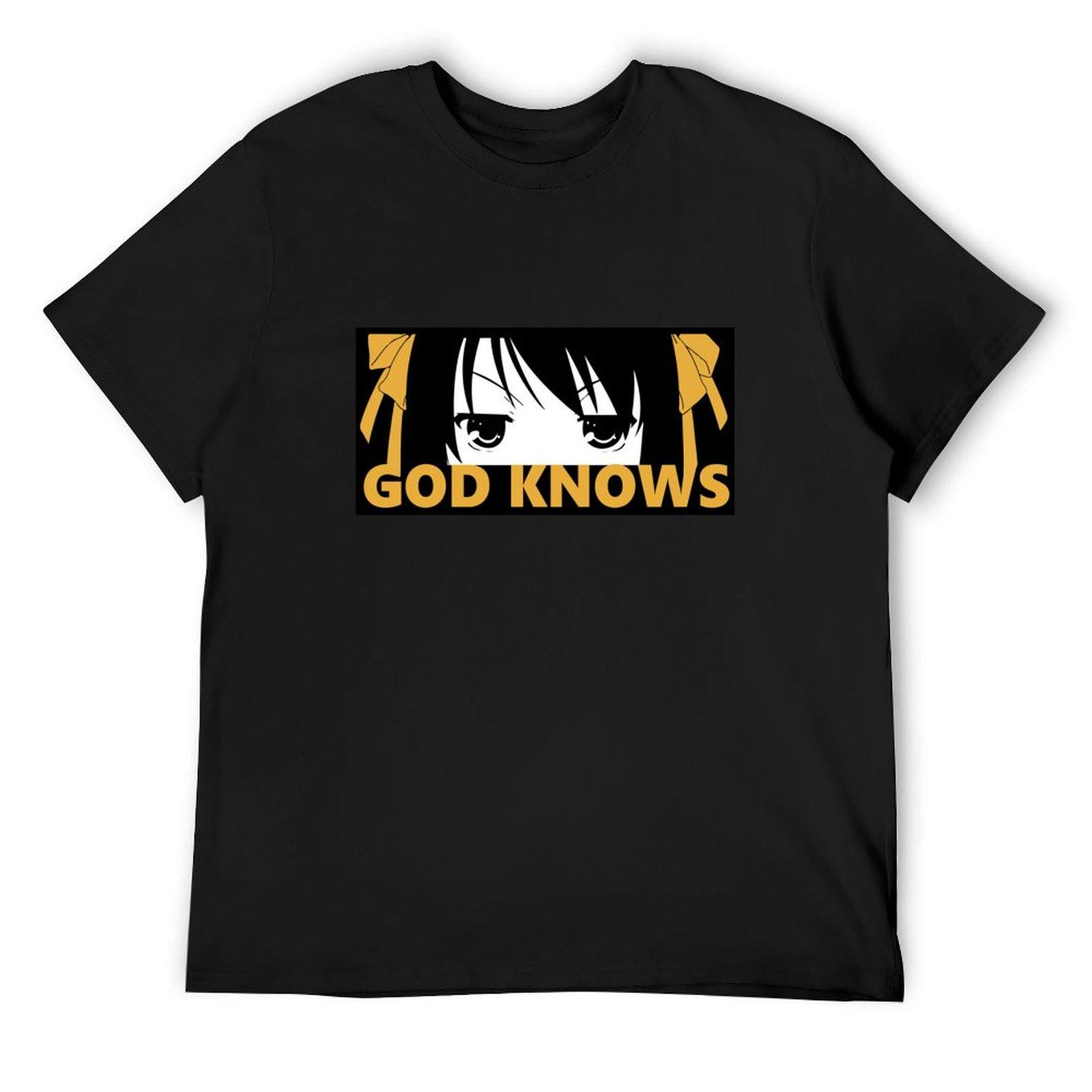 

Haruhi Suzumilla - God Knows - Black background T-Shirt tops tees Blouse fitted t shirts for men 4XL
