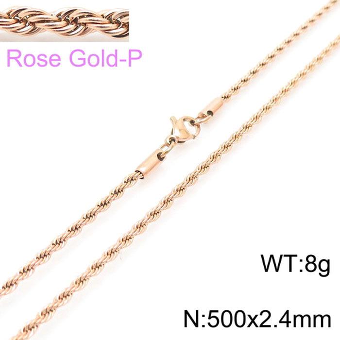 Spot Multi-Size Stainless Steel Twisted Rope Chain Necklace for Couples - Unisex Titanium Steel Design