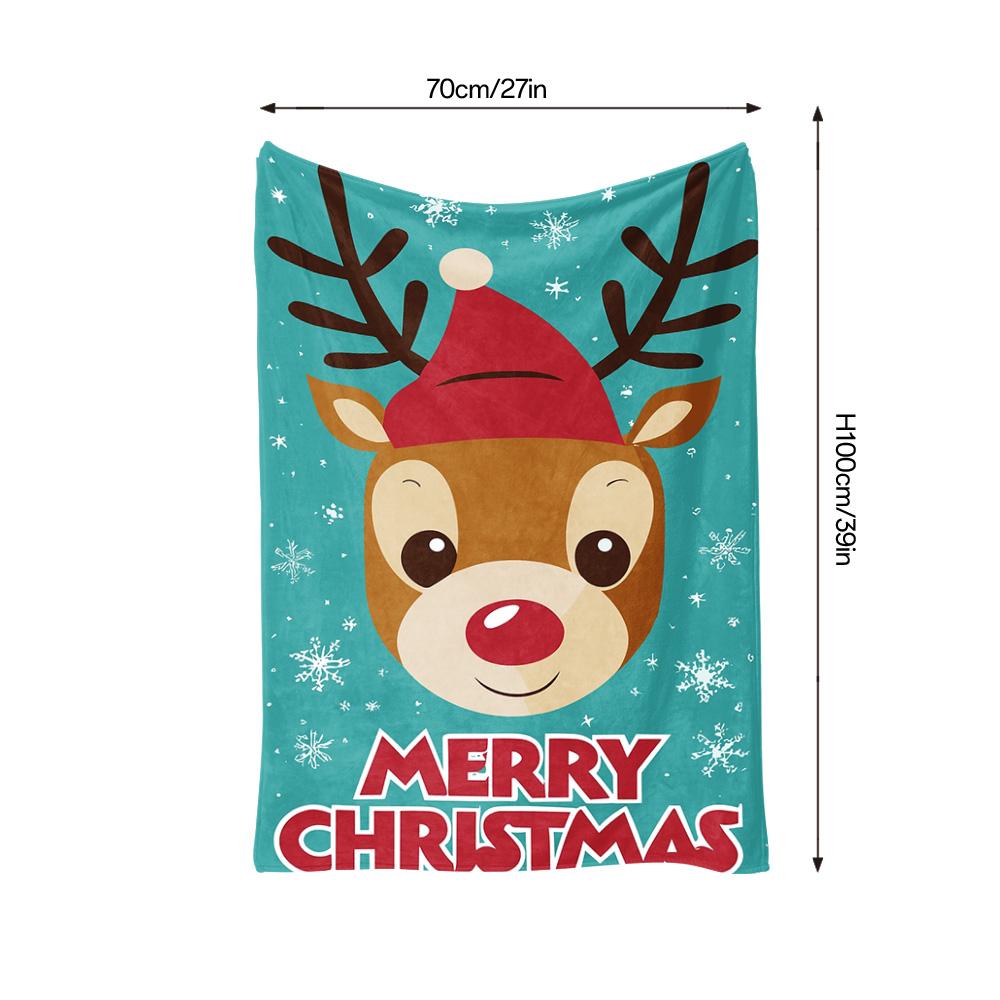 Tuniu Cute Christmas Deer Fleece Blanket for Sofa Bed Room Warm Throw Blanket Gift Idea