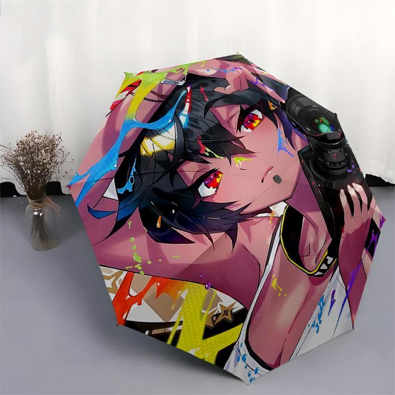 1pc Outdoor Umbrella with Anime Character Design - Automatic Opening/Closing, Portable 3-Fold Design, 8-Rib Iron Frame, Perfect Gift for Fans, Tr