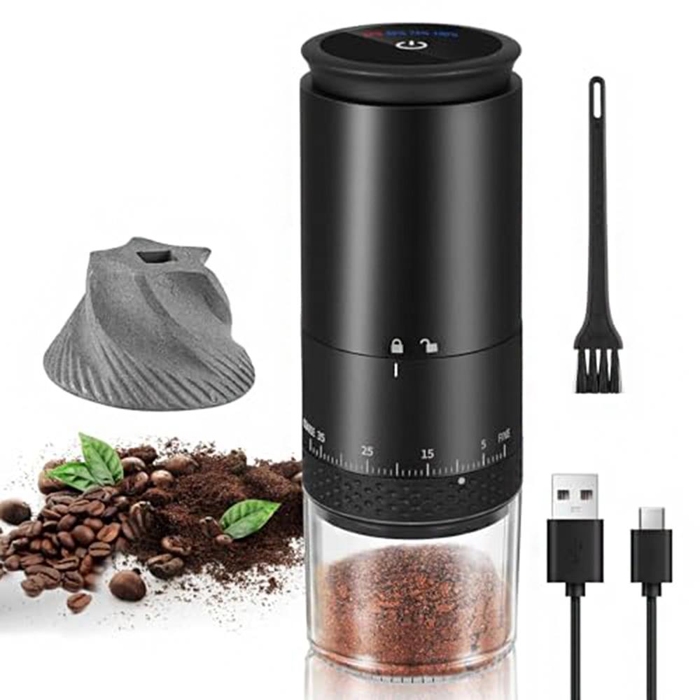 New Portable Electric Power Display Coffee Bean Grinder 38 Gears External Adjustable USB 2000mAh Household Mini Coffee Machine