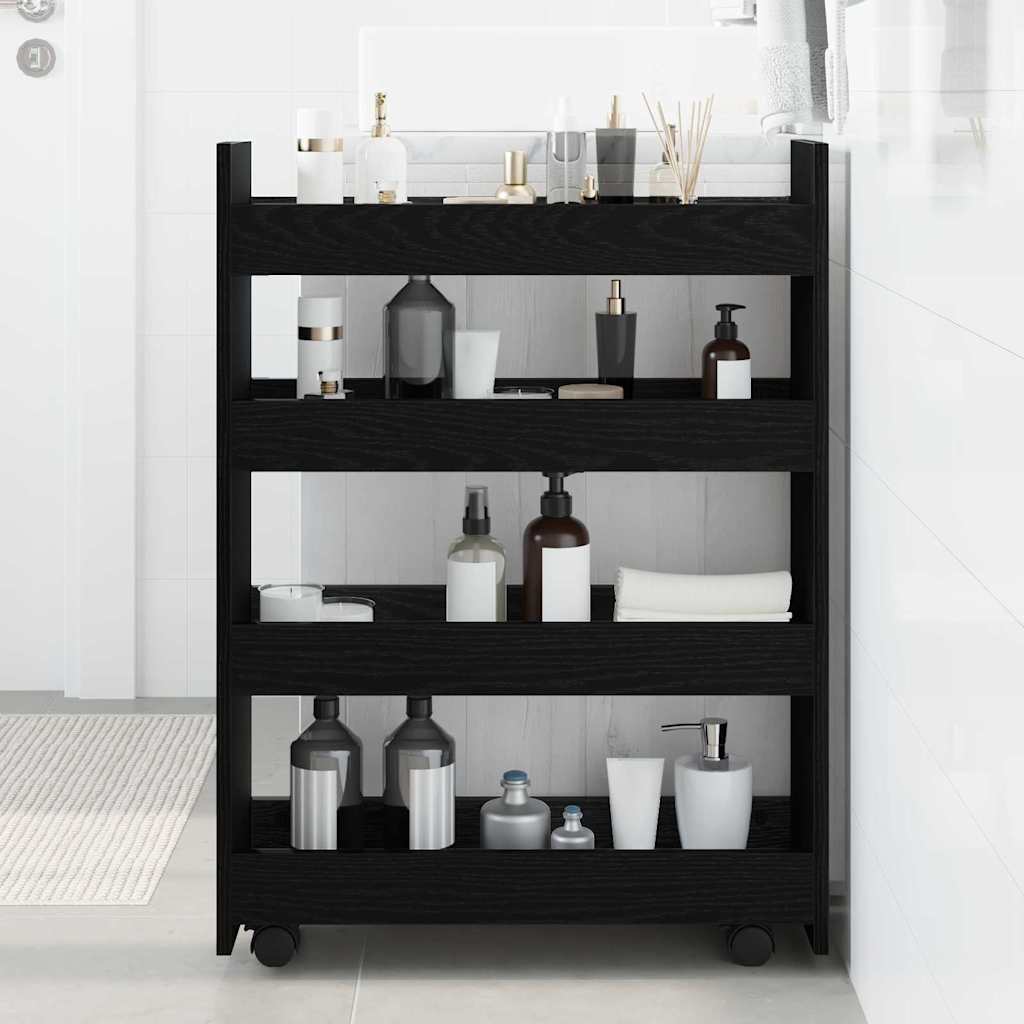 Narrow Storage Trolley Black Oak Effect