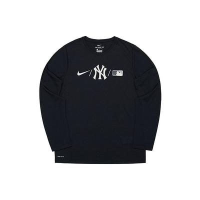 Nike Mikina X MLB Spolupráce New York Yankees Potisk s logem písmena Rychleschnoucí Dlouhý rukáv Dětská svrchní část Černá 3Z3B7SAWA-NYY