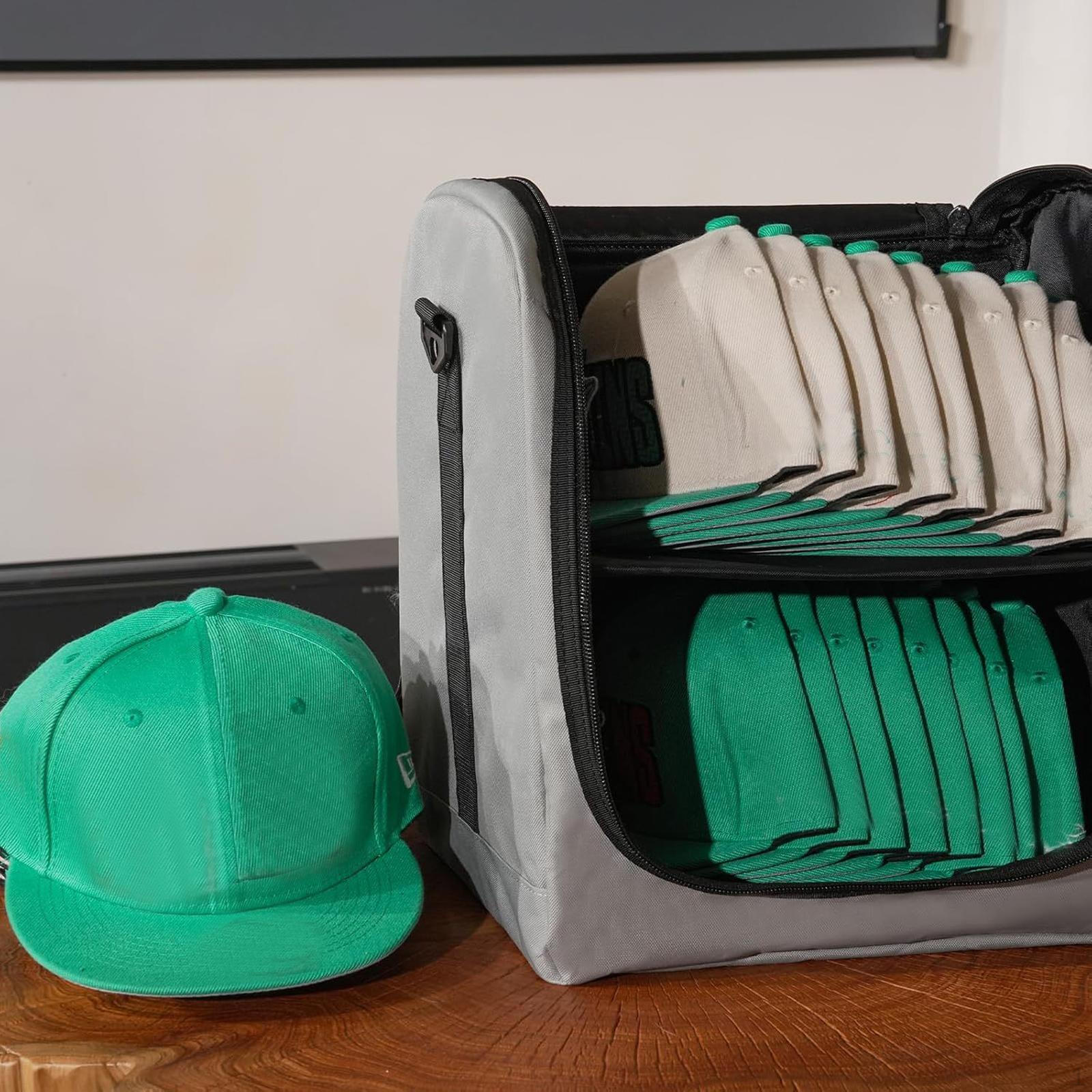 

Baseball Cap Bag 2 Tier Zipper Closure Hat Carrier Holder for Home Moving Travel сірий колір