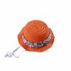 Embroidered Floral Pastoral Style Pet Straw Hat Adjustable Pet Sunshade Hat Dog Fisherman Hat  Park