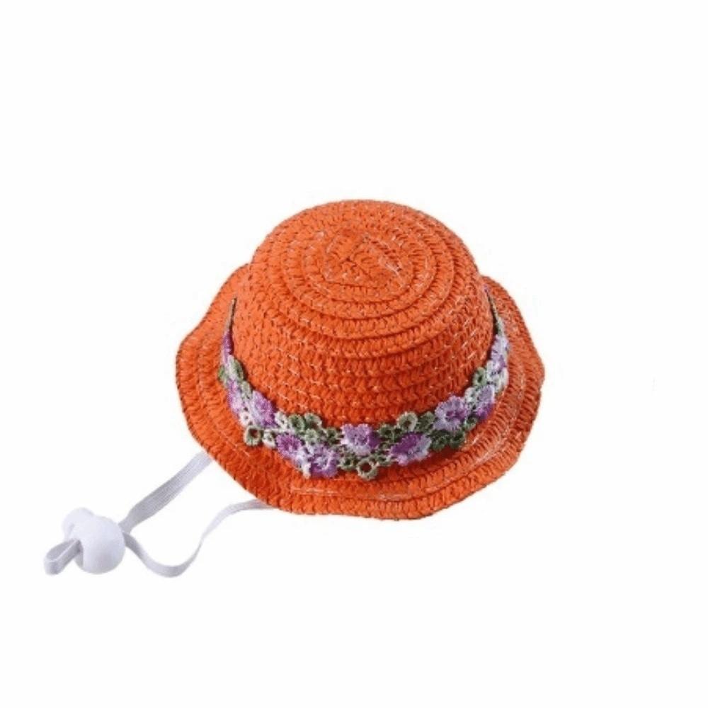 Lace Trim Cat Sun Hat Adjustable Pet Sunshade Hat Fashion Dog Fisherman Hat Park оранжевый