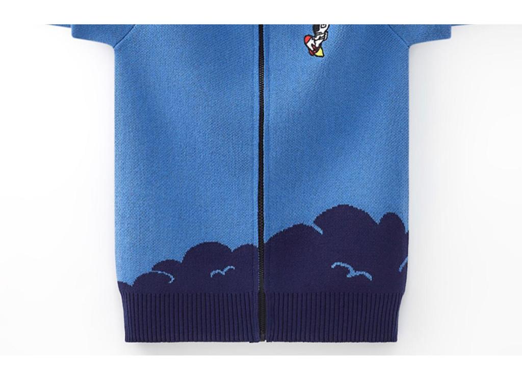 Boys' & Girls' Zip-Up Baseball Jacket, Fleece-Lined Knitted Cardigan for Kids, Spring/Autumn Style