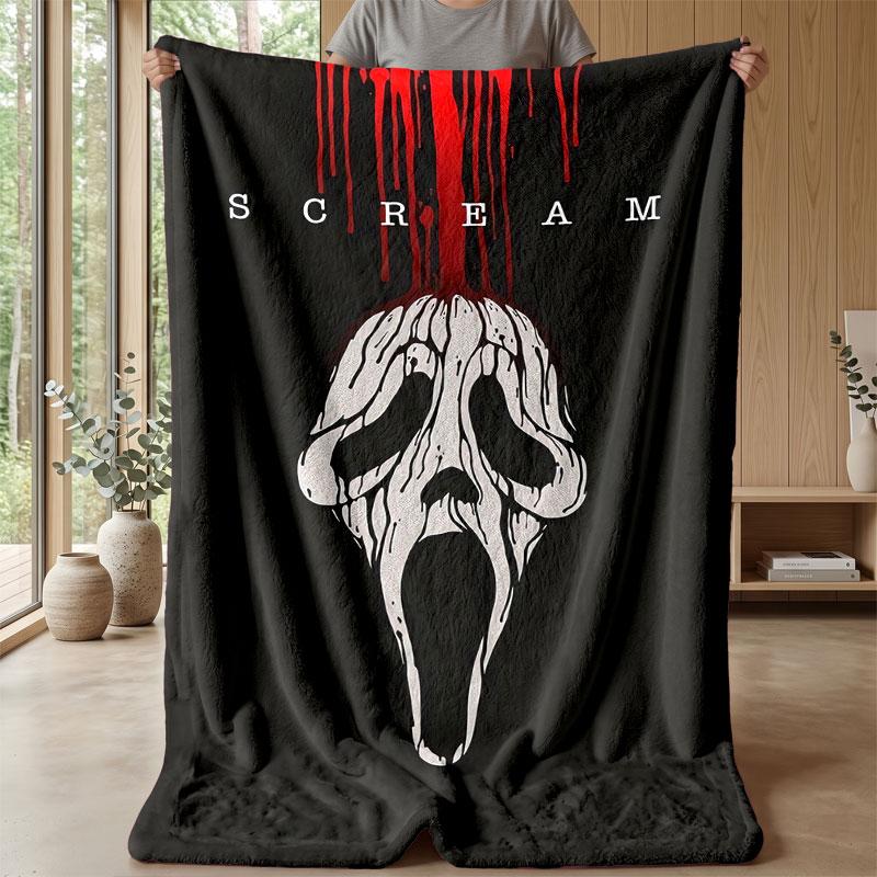 Soft Flannel Blanket Lightweight Cozy Bedroom Living Room CoverScream Ghostface