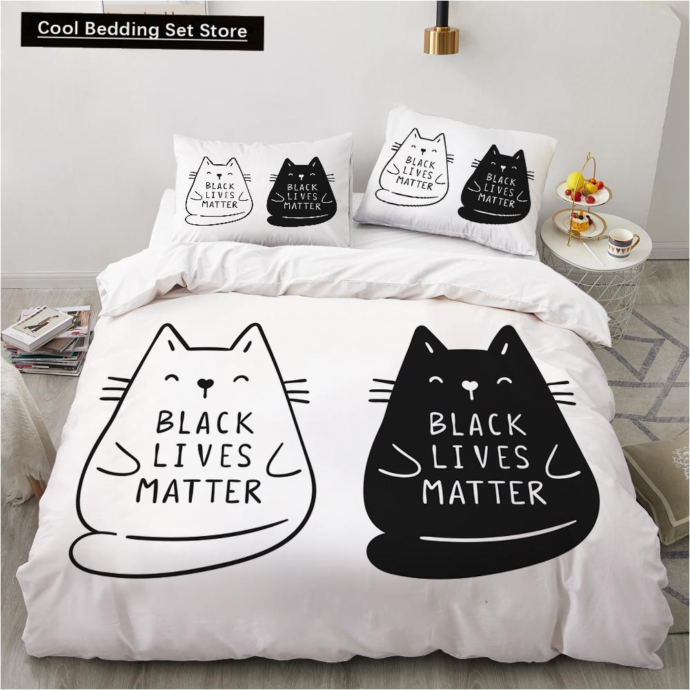 Animal Kitty King Queen Duvet Cover Lovely Pet Cat bedding set Cartoon Quilt Cover 2/3pcs Colorful Polyester Comforter Cover