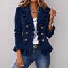 Women's Vintage Corduroy Jacket with Ruffle Trim, Lapel Collar and Single-Breasted Button Front