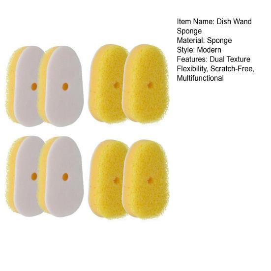 8 ks Náhradní houbičky na mycí tyčinku Neškrábavé Dvojí textura Mycí houbičky Náhradní Houbičky do myčky