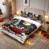3pcs Santa Claus Reindeer Red Print Coreless Duvet Set Multi Size Bedroom Bedding Holiday Decoration Soft Machine Washable