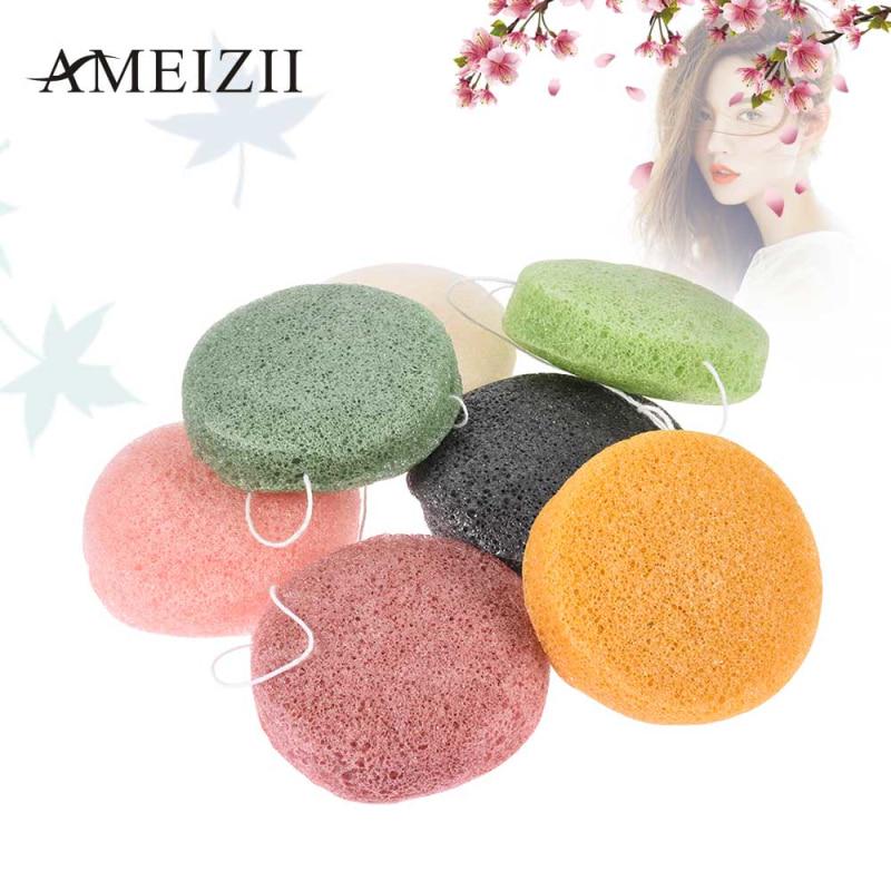 1PCS 6 Natural Colors Konjac Sponge Cosmetic Puff Sponge Face Cleaning Wash Care Powder Makeup Tools
