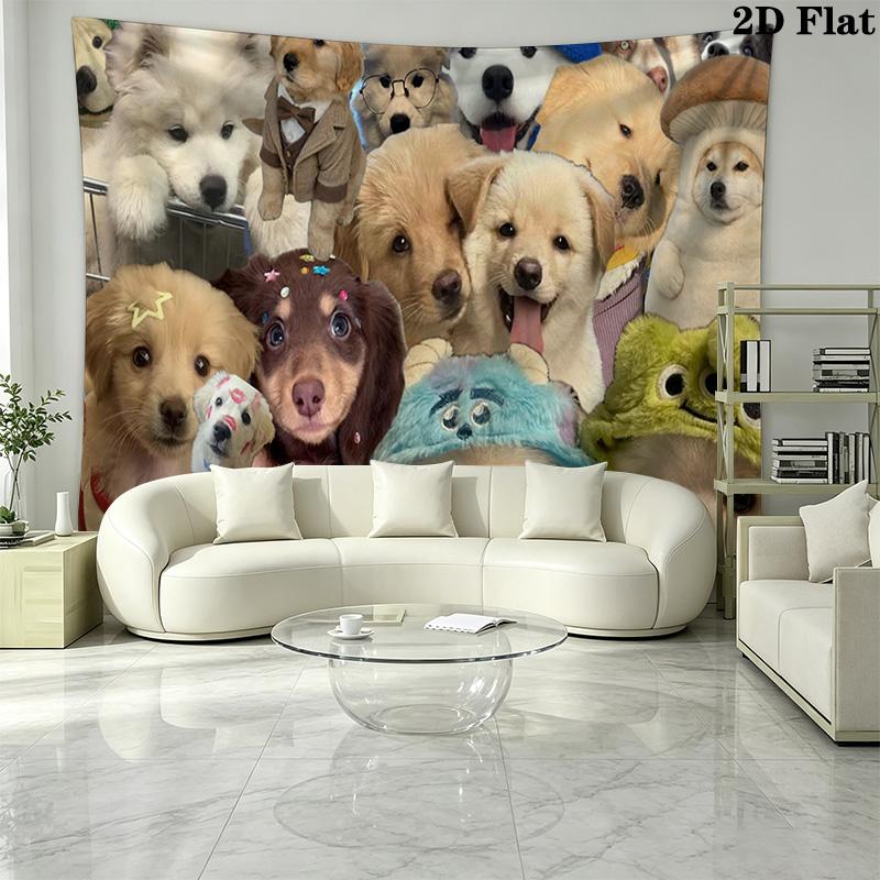 Cute Dogs Wall Tapestry Aesthetic Wall Hanging Printed Fabric Blanket Decorative Tapestries for Bedroom Living Room Home Decor